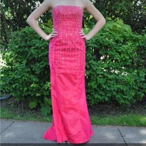 PROM hot pink beaded dress
